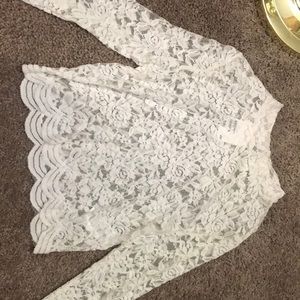 White Laced Long sleeved crop Top